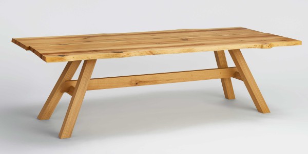 Carbonara XXL Massivholztisch mit Baumkante eiche maßgenau