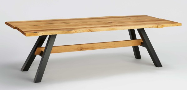 Carbonara Massivholztisch mit Baumkante Balkeneiche 220x100 cm kurzfristig