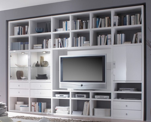 Toro Regalsysteme Wohnzimmer mit TV Fach und Glastüren nach Maß planen