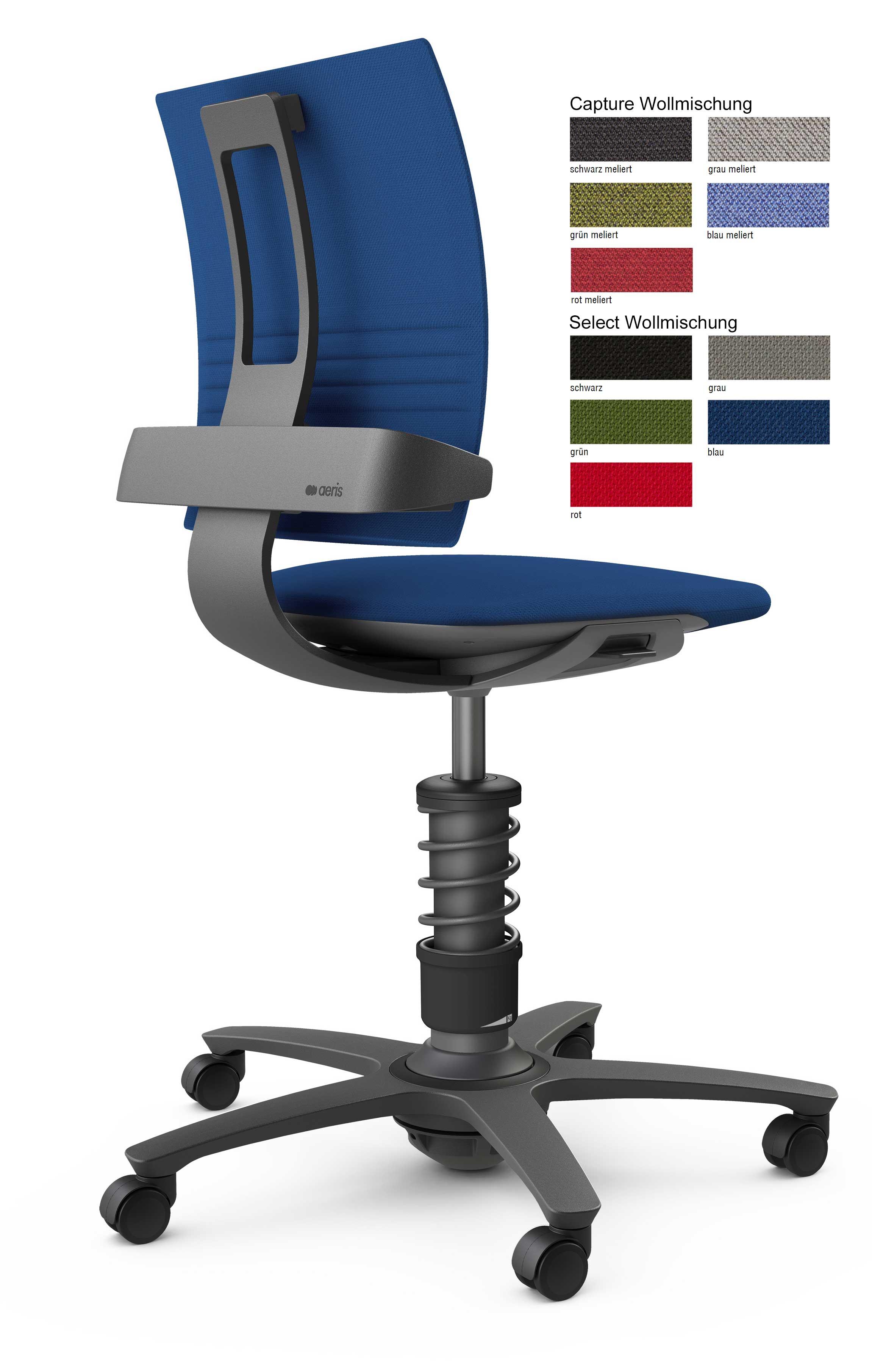 Aeris 3Dee ergonomischer Bürostuhl blau mit Wollbezug atmungsaktiv