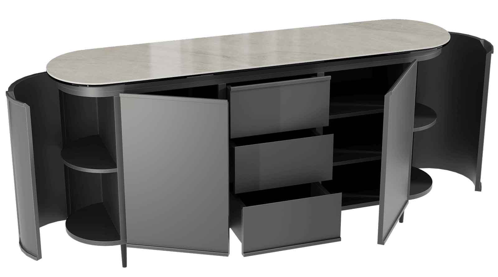 Akante Ohio Sideboard anthrazit abgerundet