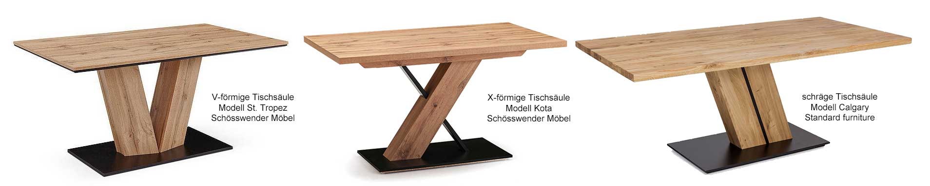 Formen moderner Tischsäulen
