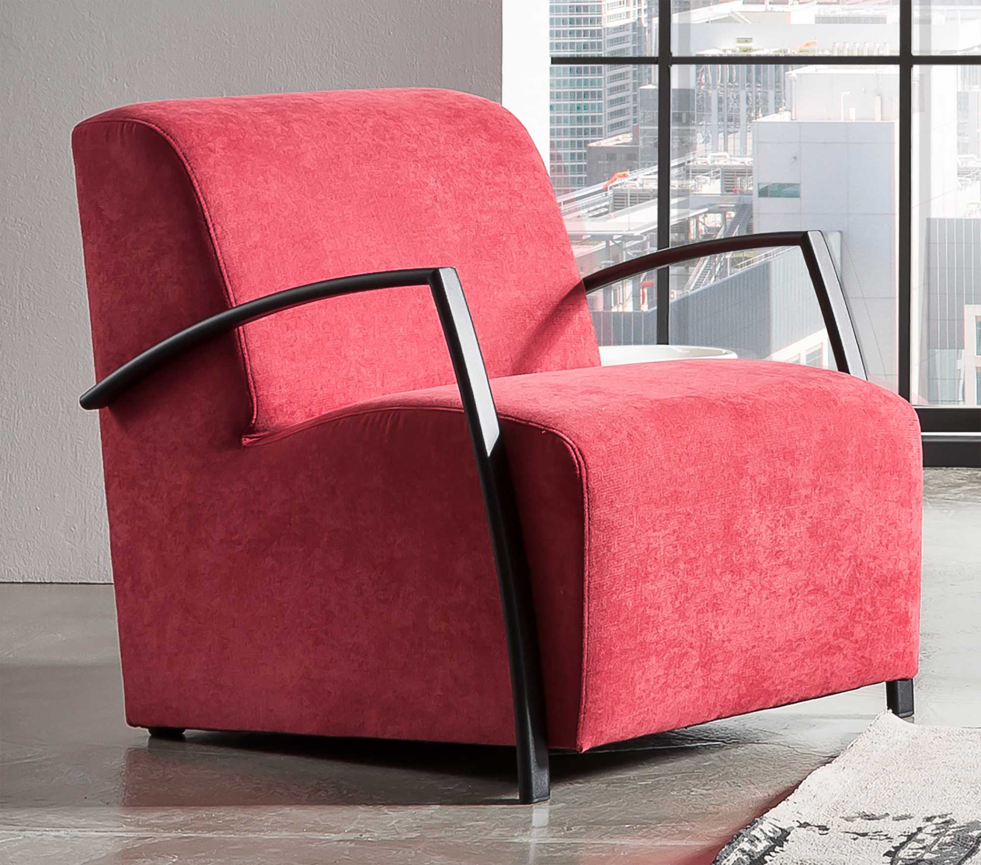 D&N Seattle moderner Sessel mit Metall Armlehnen rot
