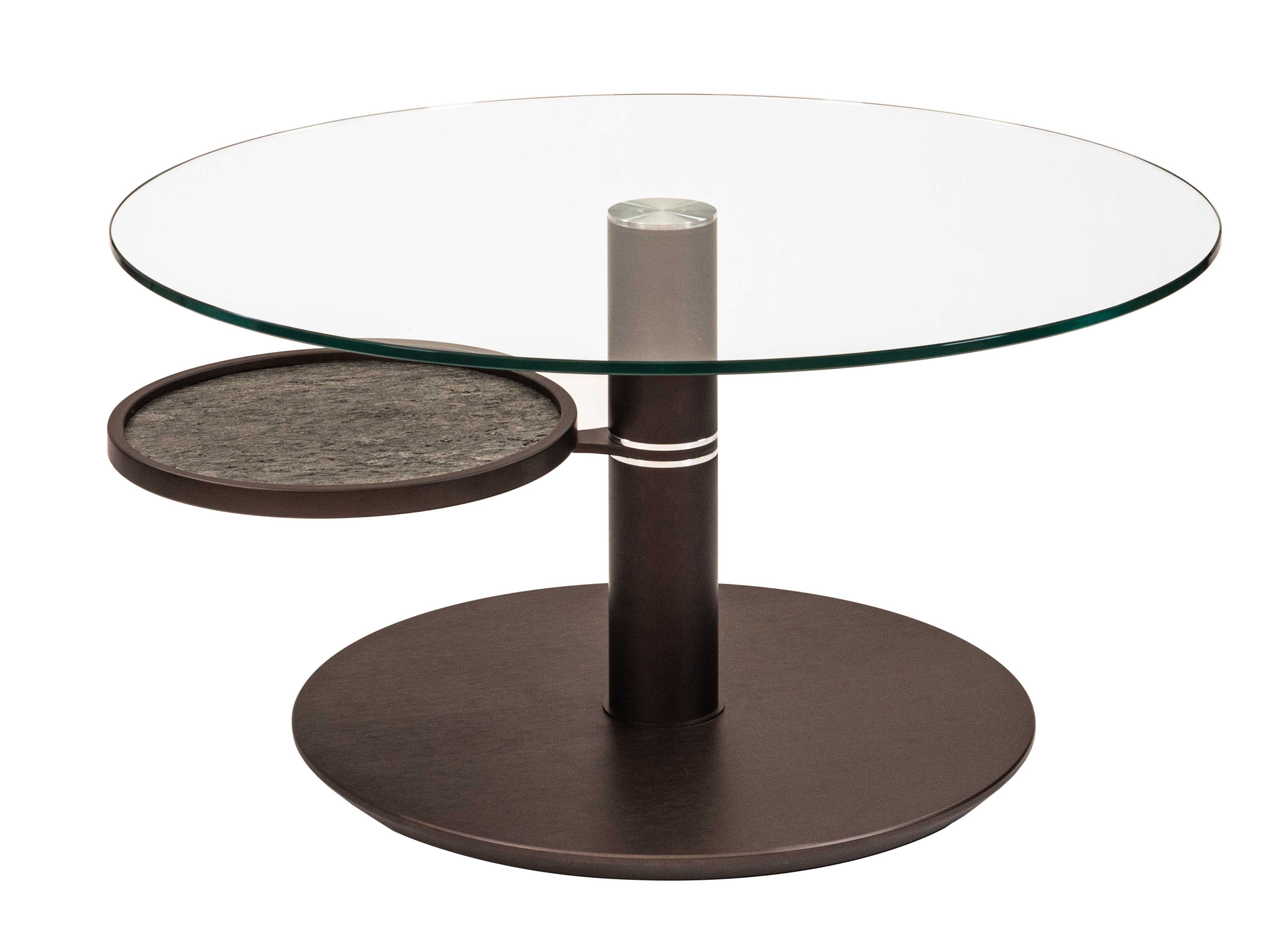 Eve Capri Glastisch mit Metallgestell und Ablageplatte drehbar