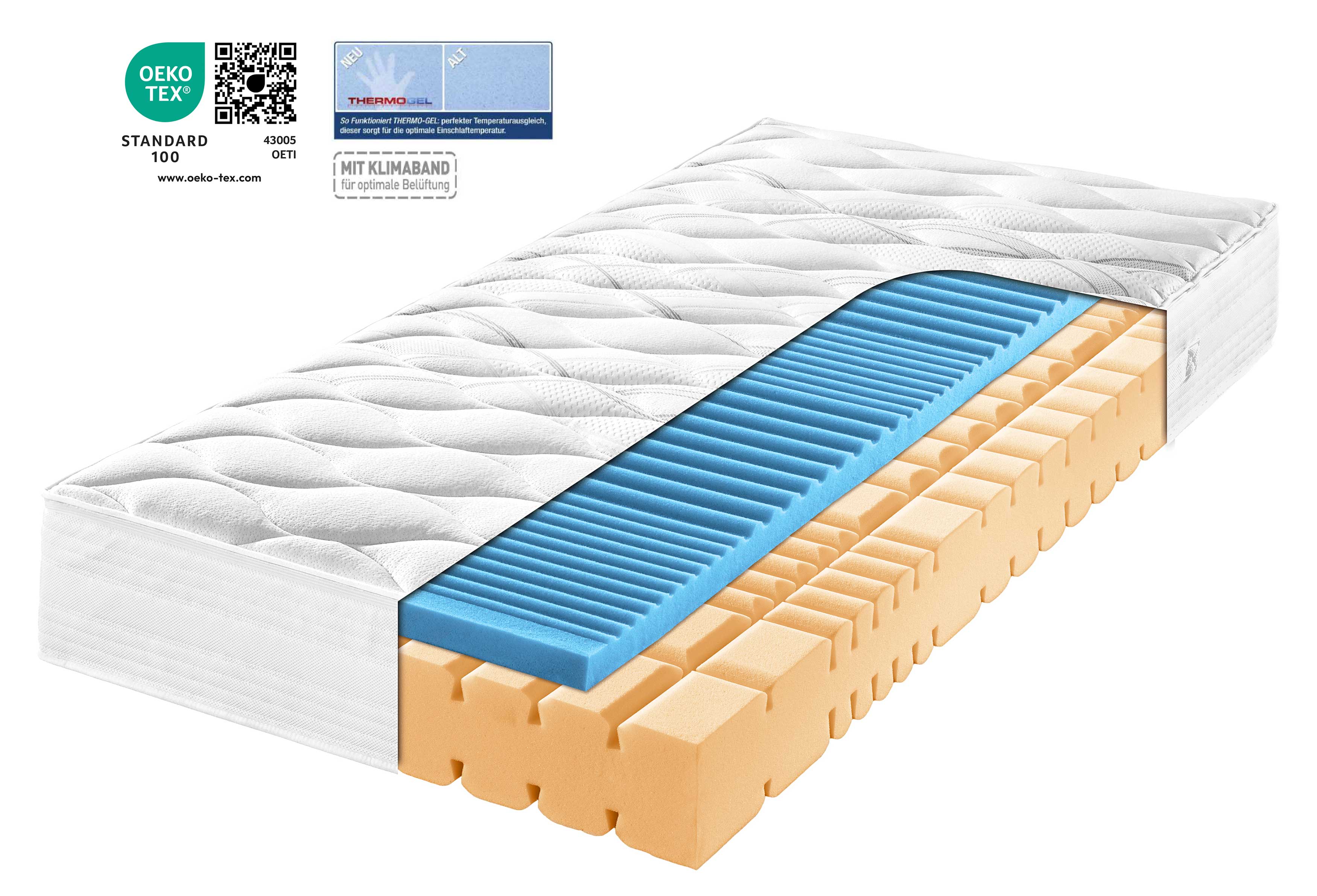 Frankenstolz 7-Zonen-Thermo-Gel-Ortho-cel®-Kaltschaumkern-Matratze