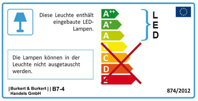 Das Bild zeigt das Energielabel für die Beleuchtung der Glasböden