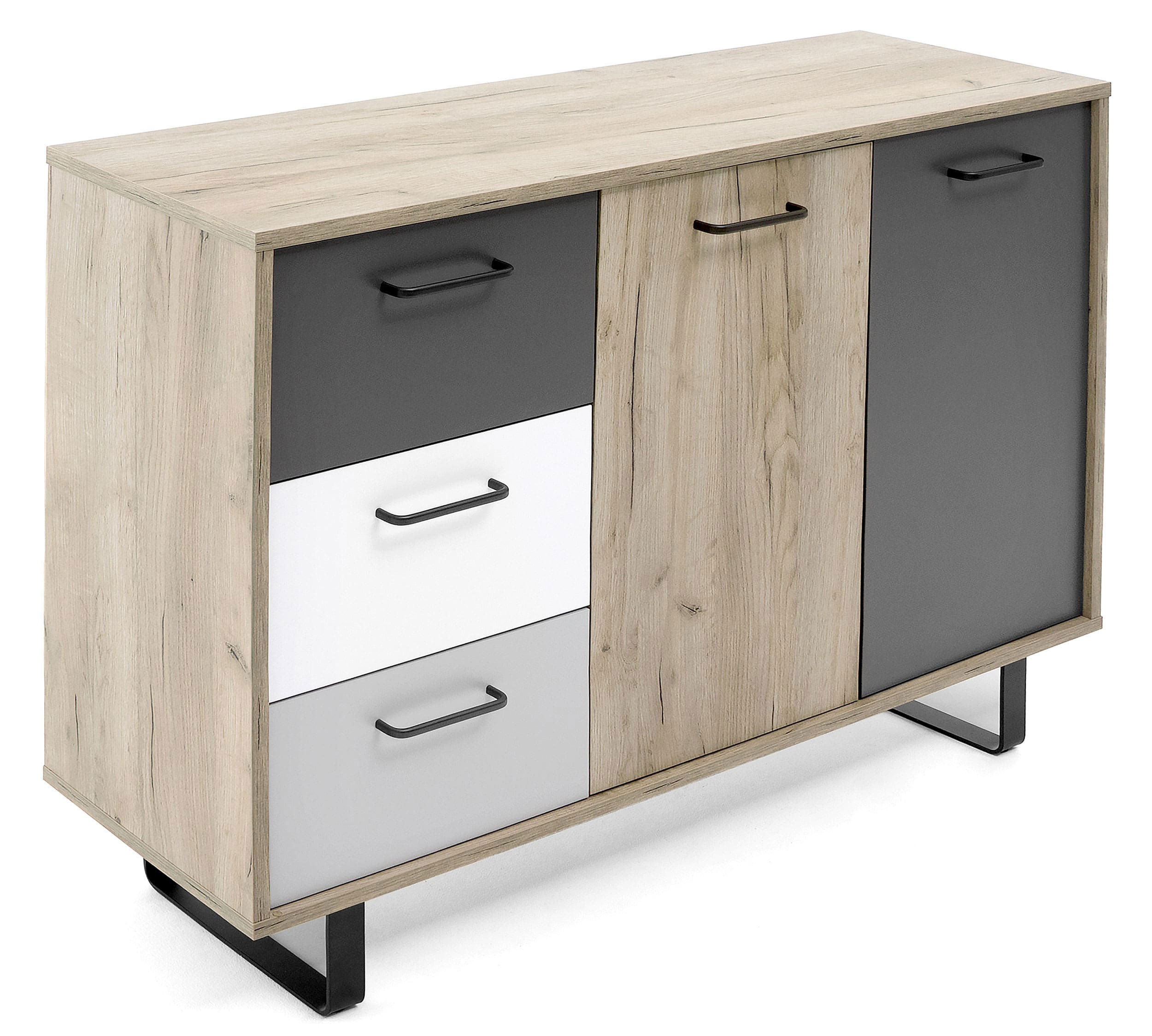 Orlando günstige Kommode eiche Farbmix grau Kombikommode Wäschekommode 120 cm