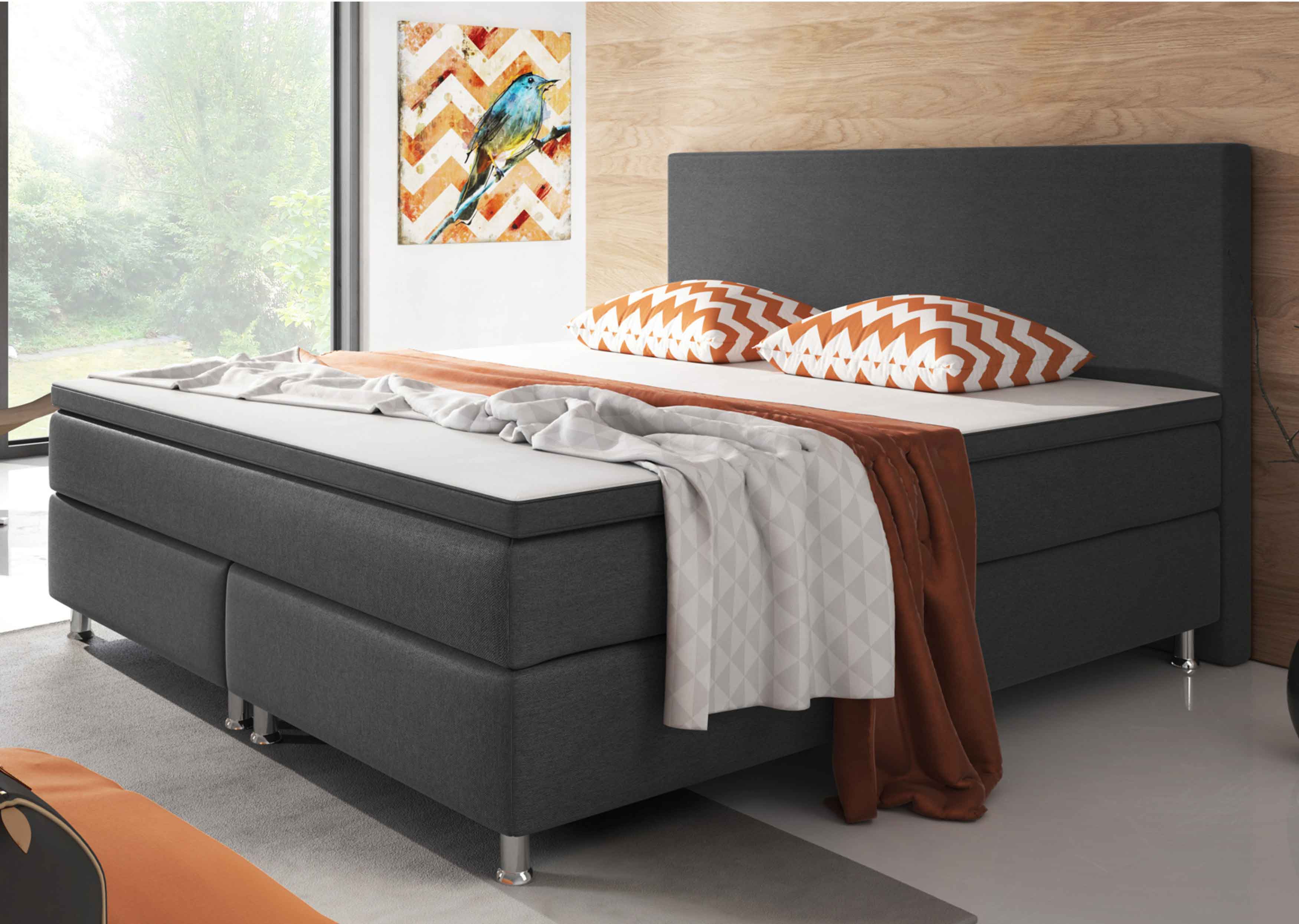 Boxspringbett 180x200 anthrazit