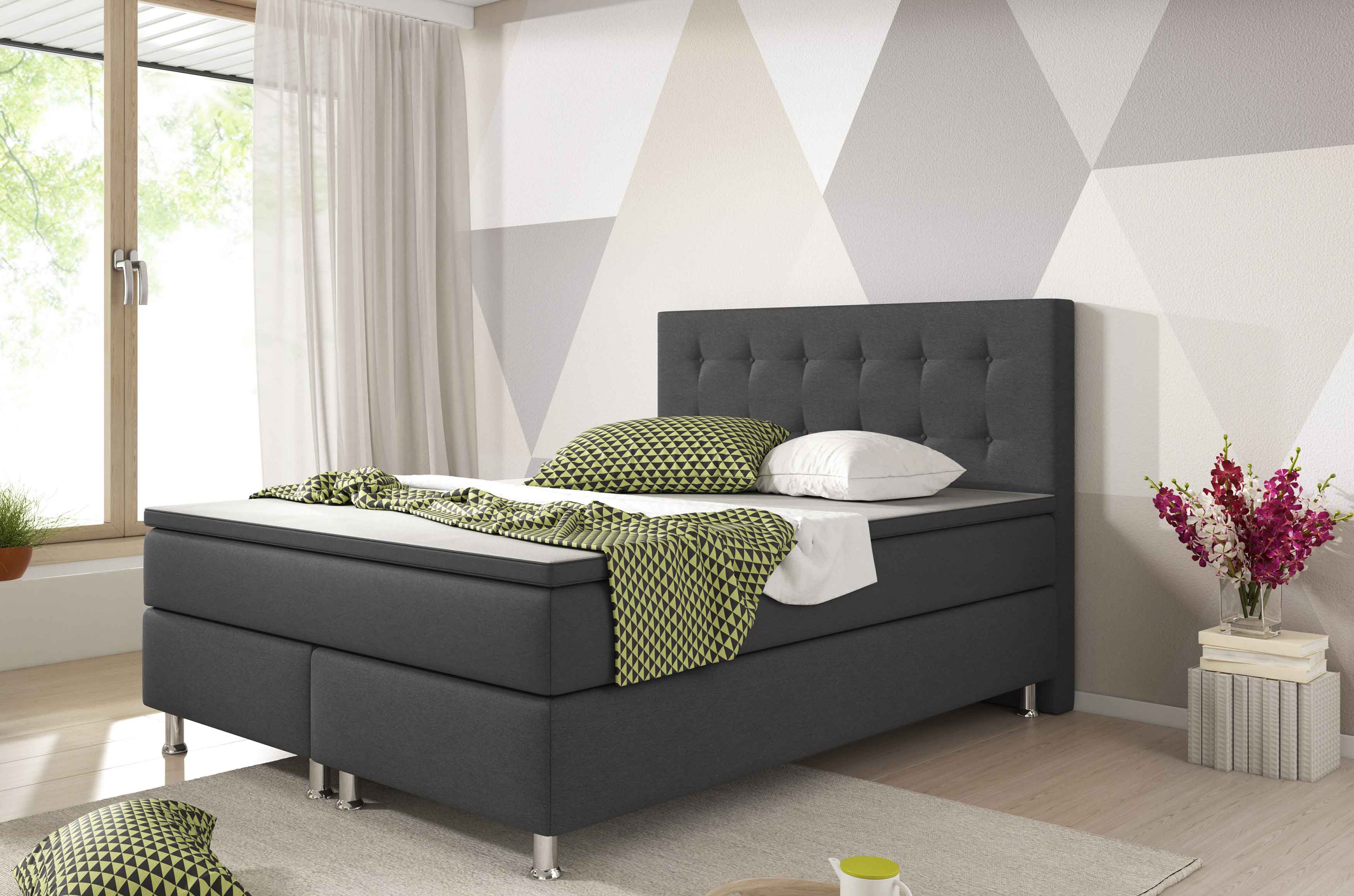 Polsterbett 140x200 mit Betthasten grau