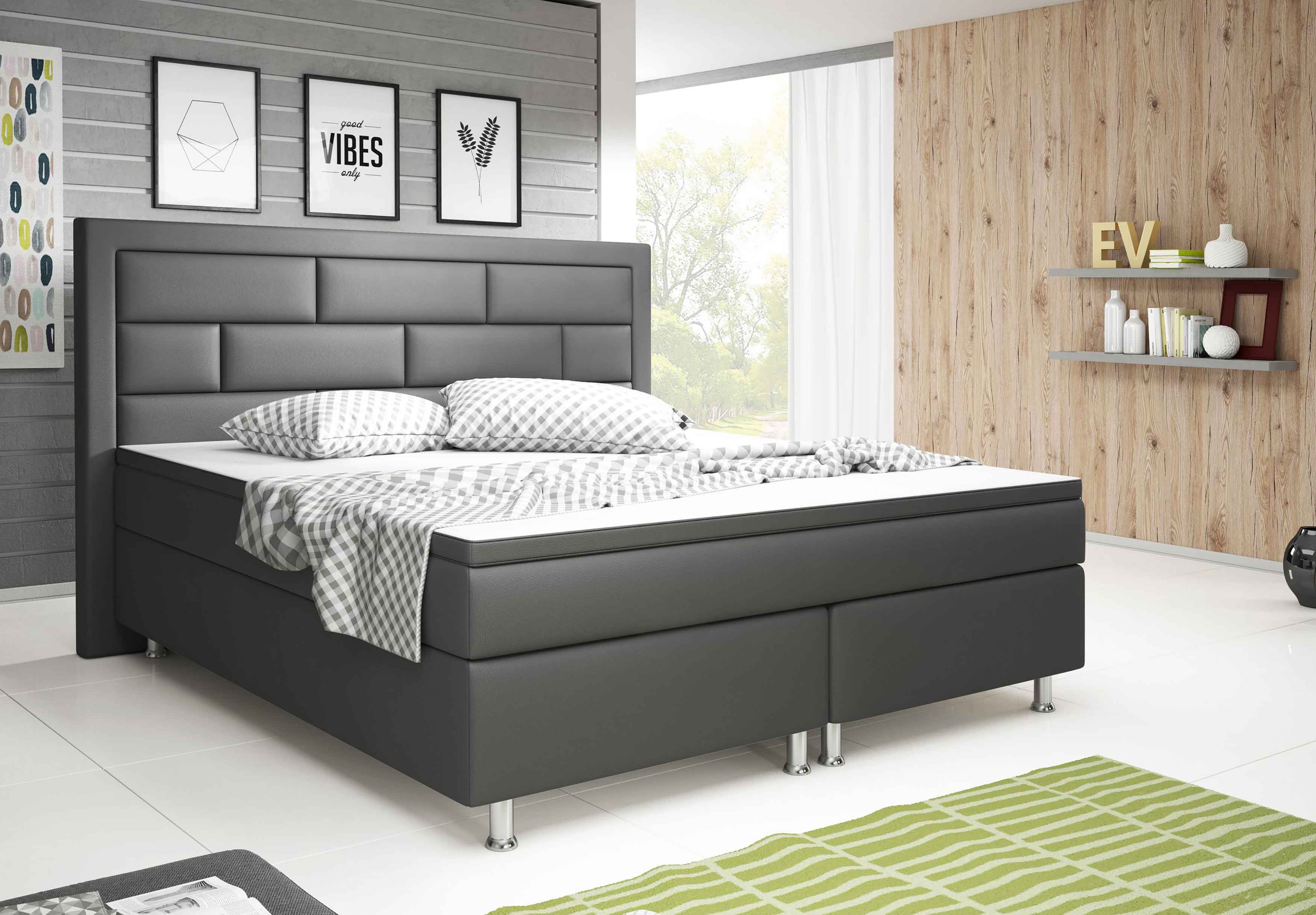 Boxspringbett schwarz 180x200