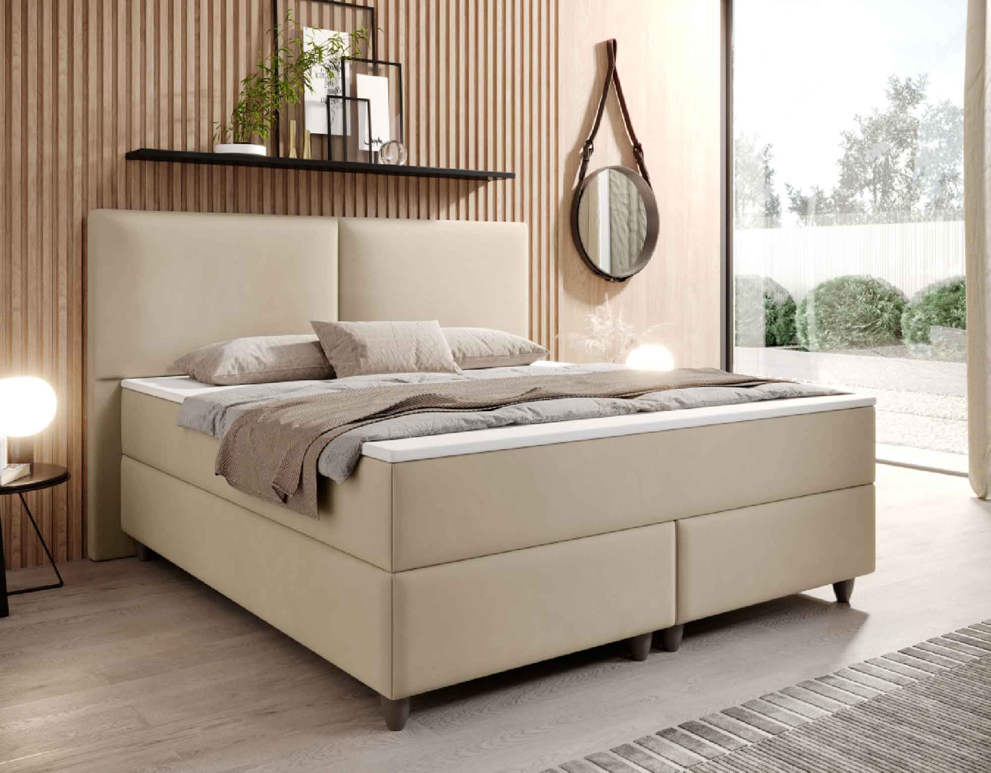 Boxspringbett Samt beige