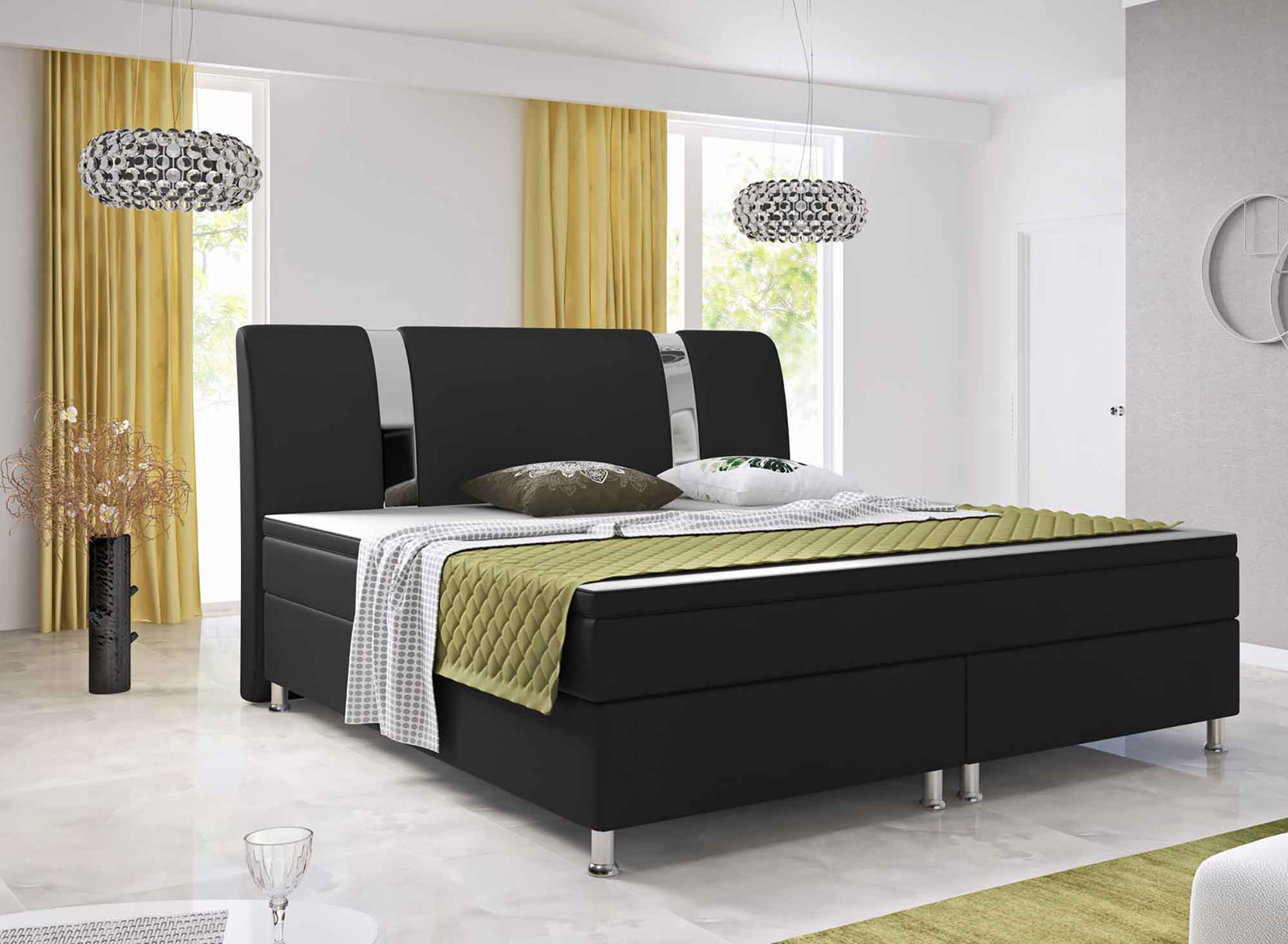 Boxspringbett schwarz 180x200