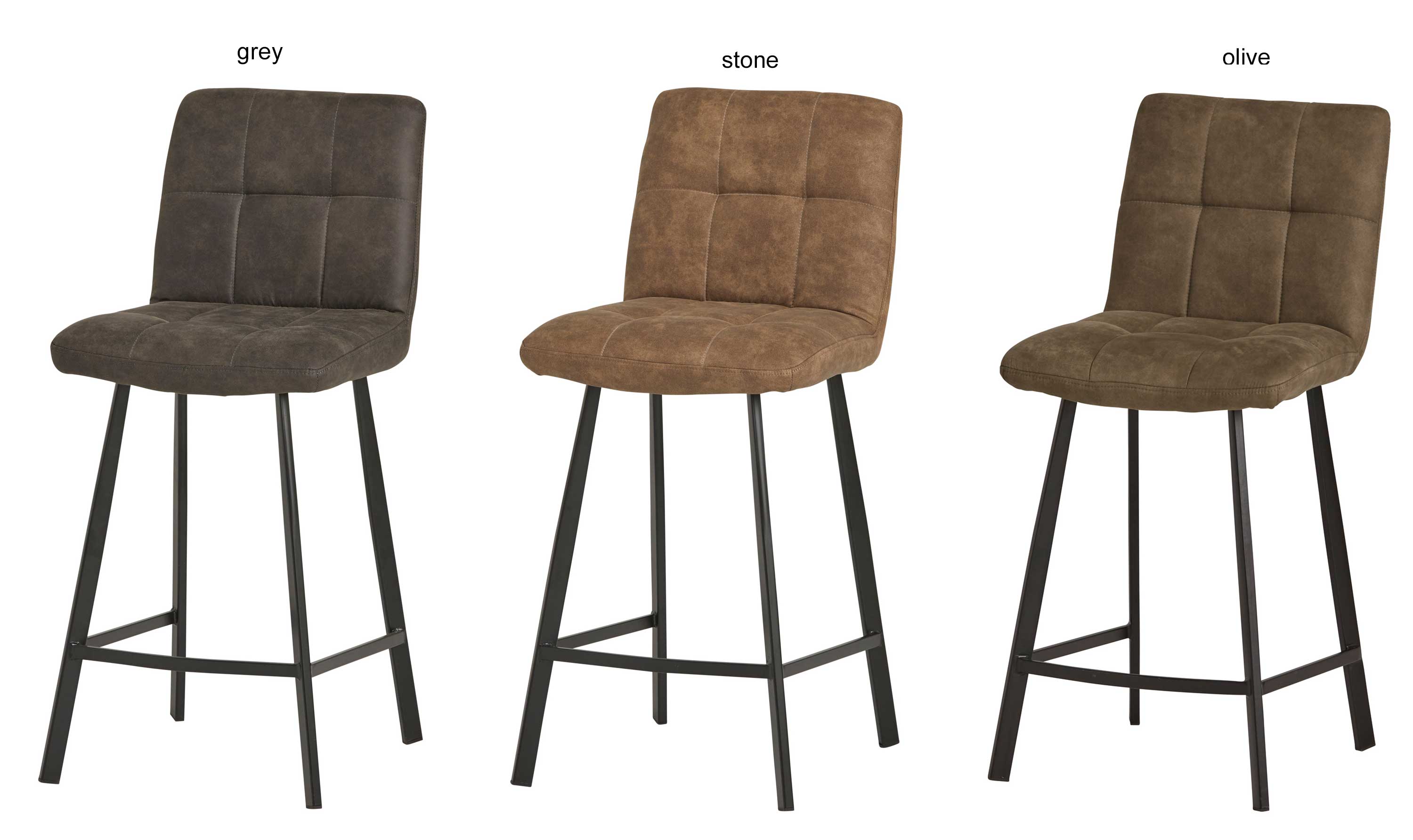 La Chair Bolero Barstuhl mit Metallgestell Lederlook grau braun oder olive