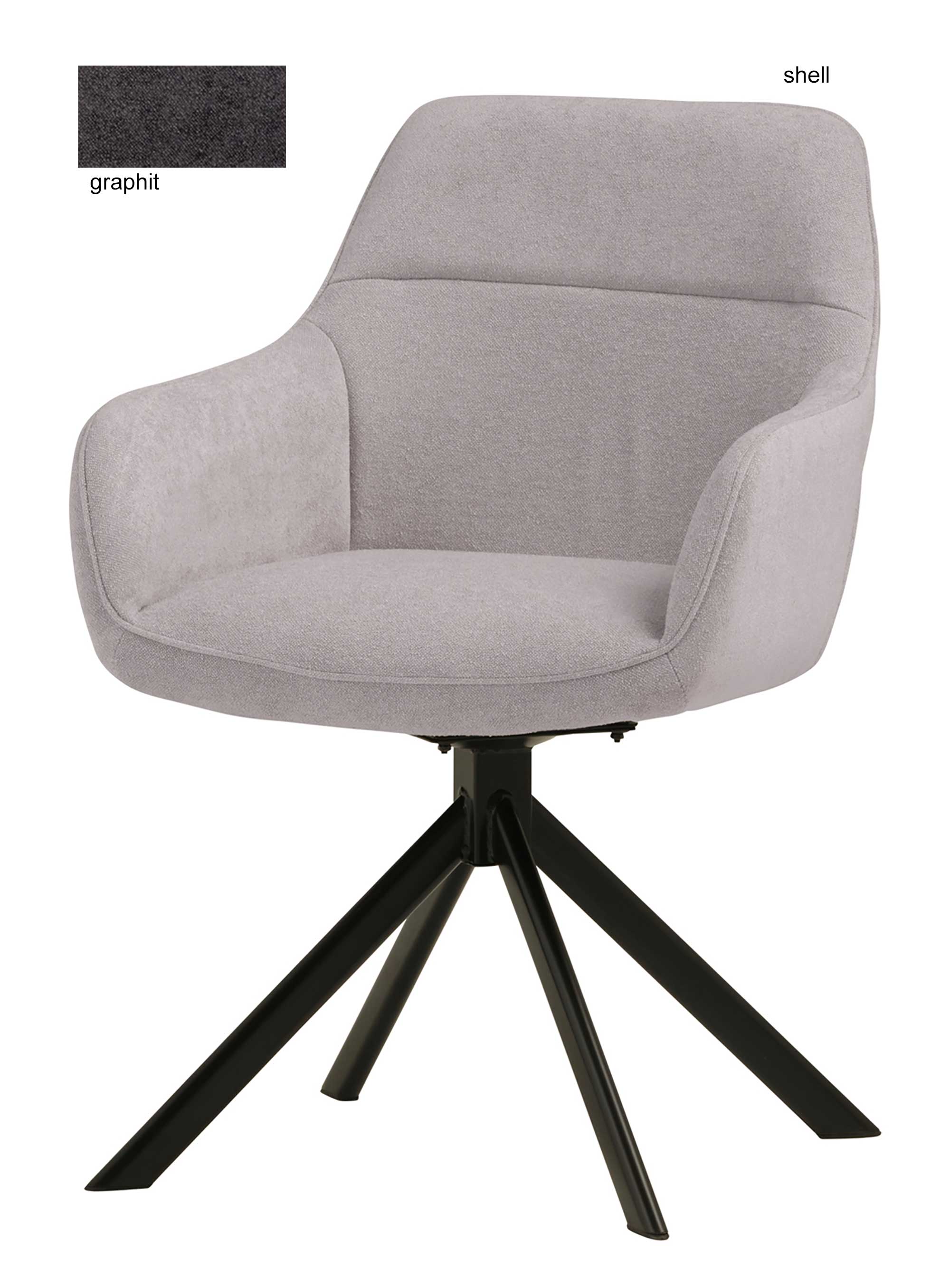 La Chair Puro Drehsessel silbergrau mit Metallgestell schwarz