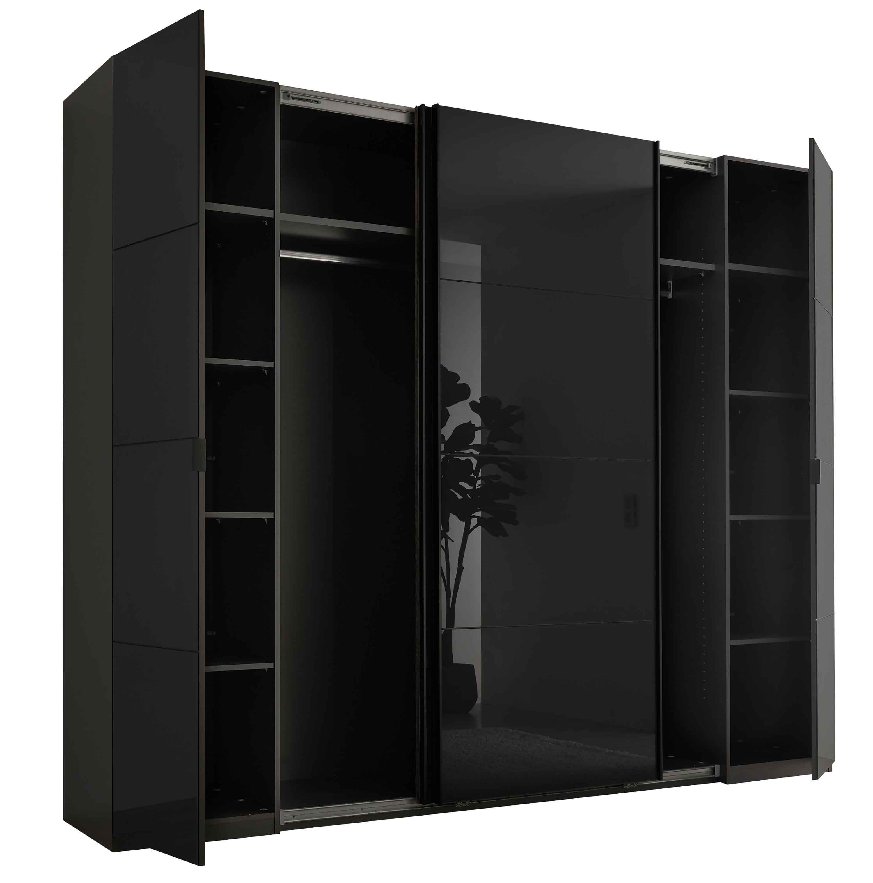 Schlafkontor Kleiderschrank anthrazit Glasfront
