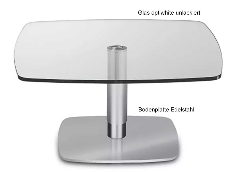Ronald Schmitt Triplex P 430 Couchtisch 75x75 cm höhenverstellbar mit Tischplatte Glas optiwhite