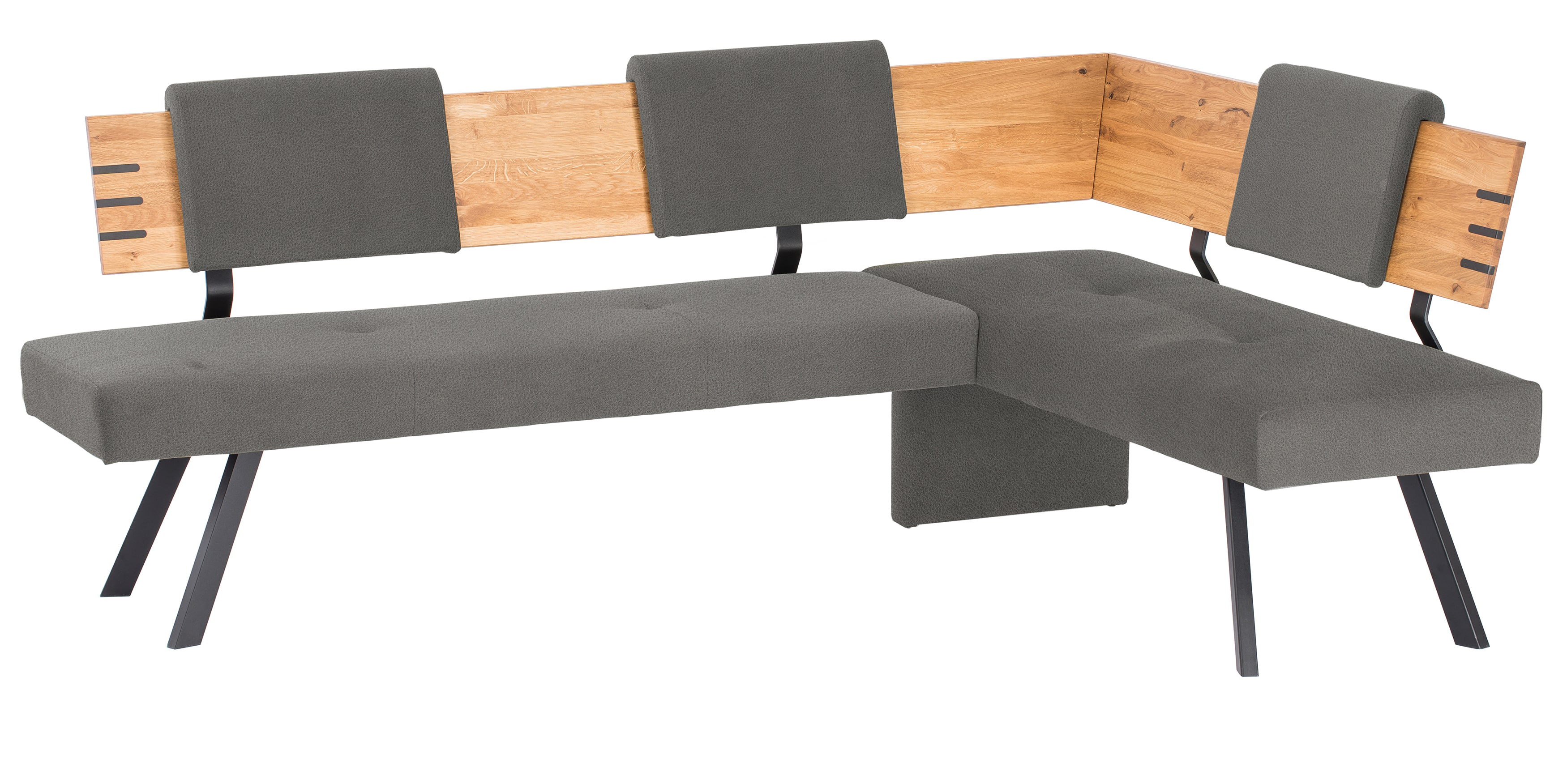 Standard Furniture Colorado Eckbank massiv eiche rustikal mit Bezug Microfaser anthrazit