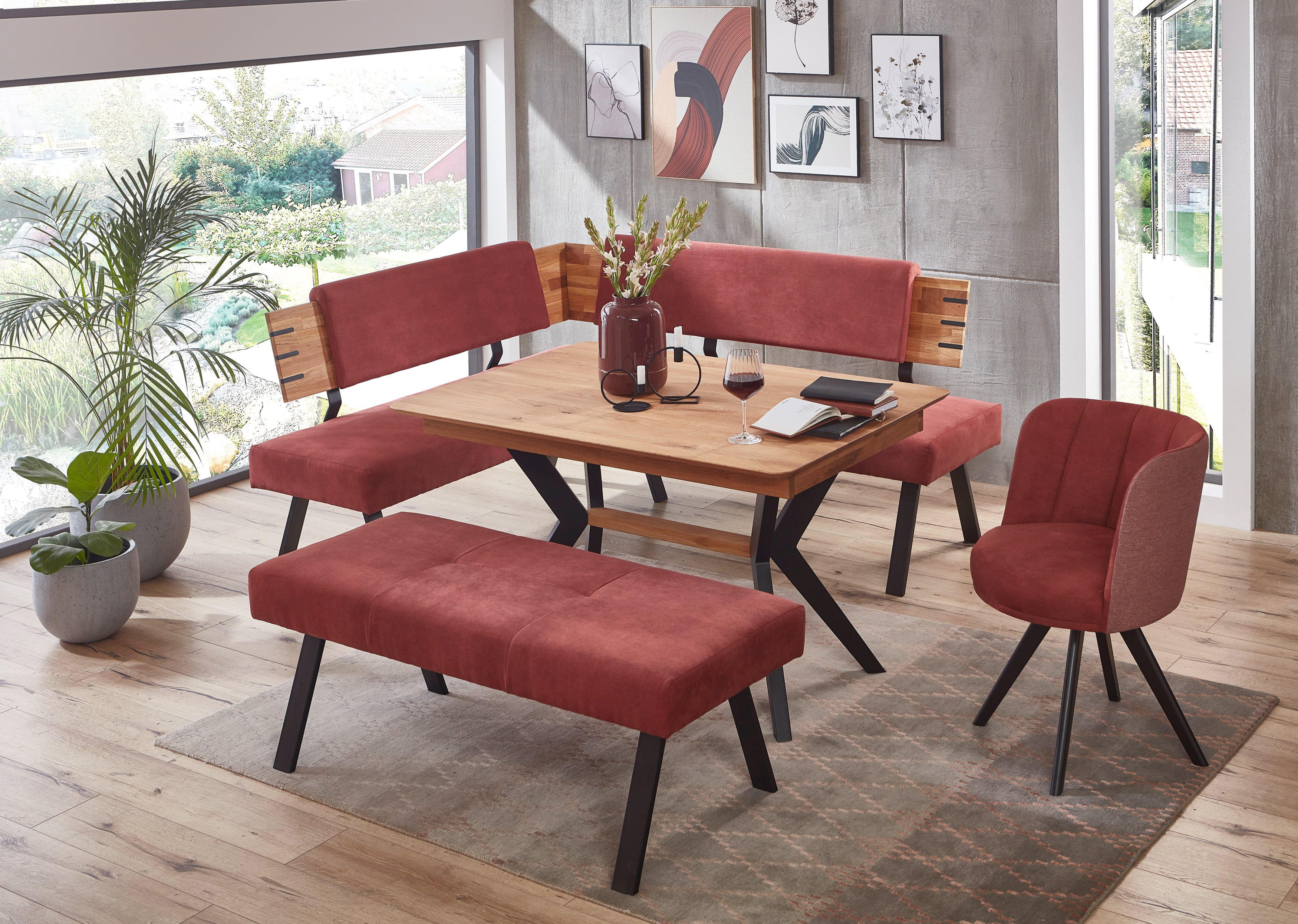 Standard Furniture Colorado Eckbankgruppe massiv eiche rustikal mit Tisch Cortina
