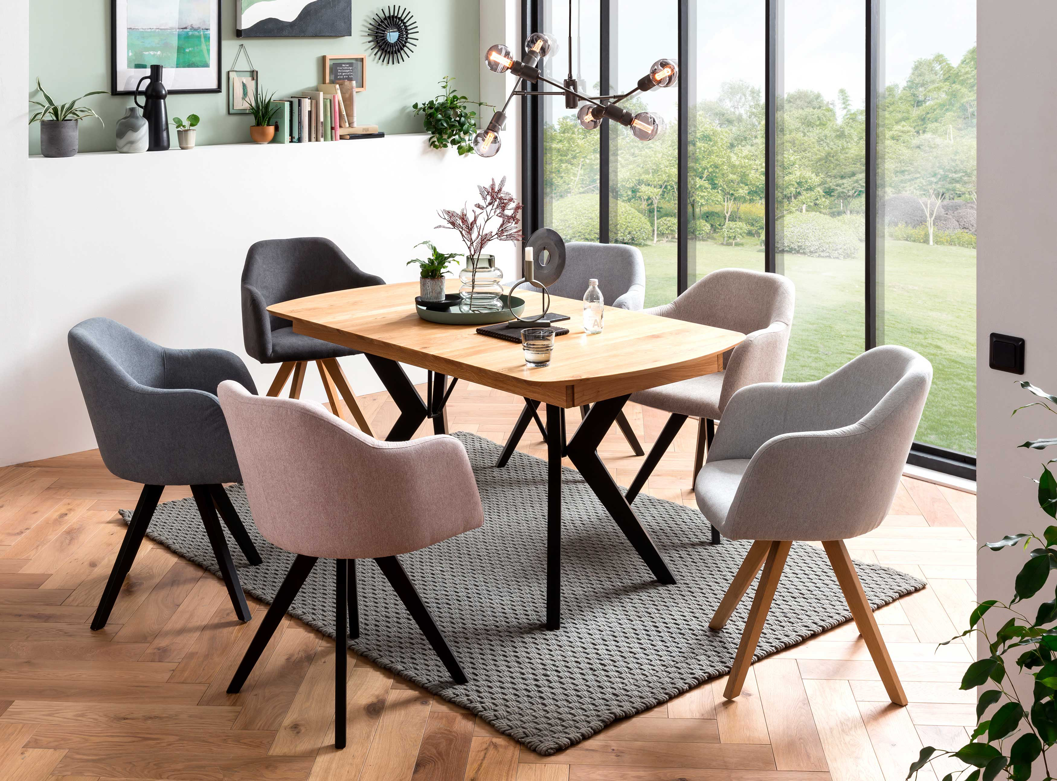 Standard Furniture Esstisch Ellipse eiche mit Stühlen Farum