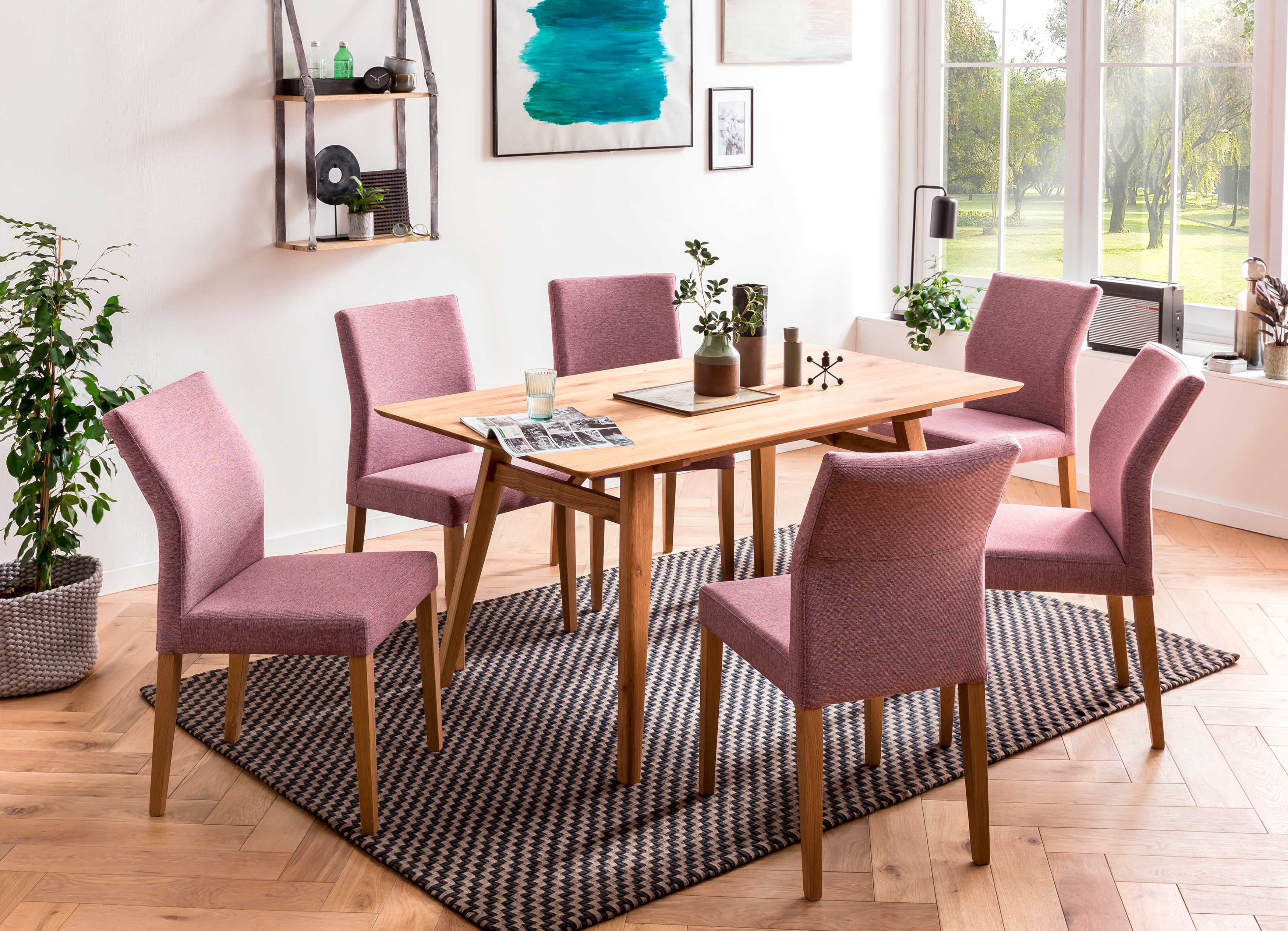 Standard Furniture Tischgruppe mit Lagos Massivholztisch und Stühlen Skagen