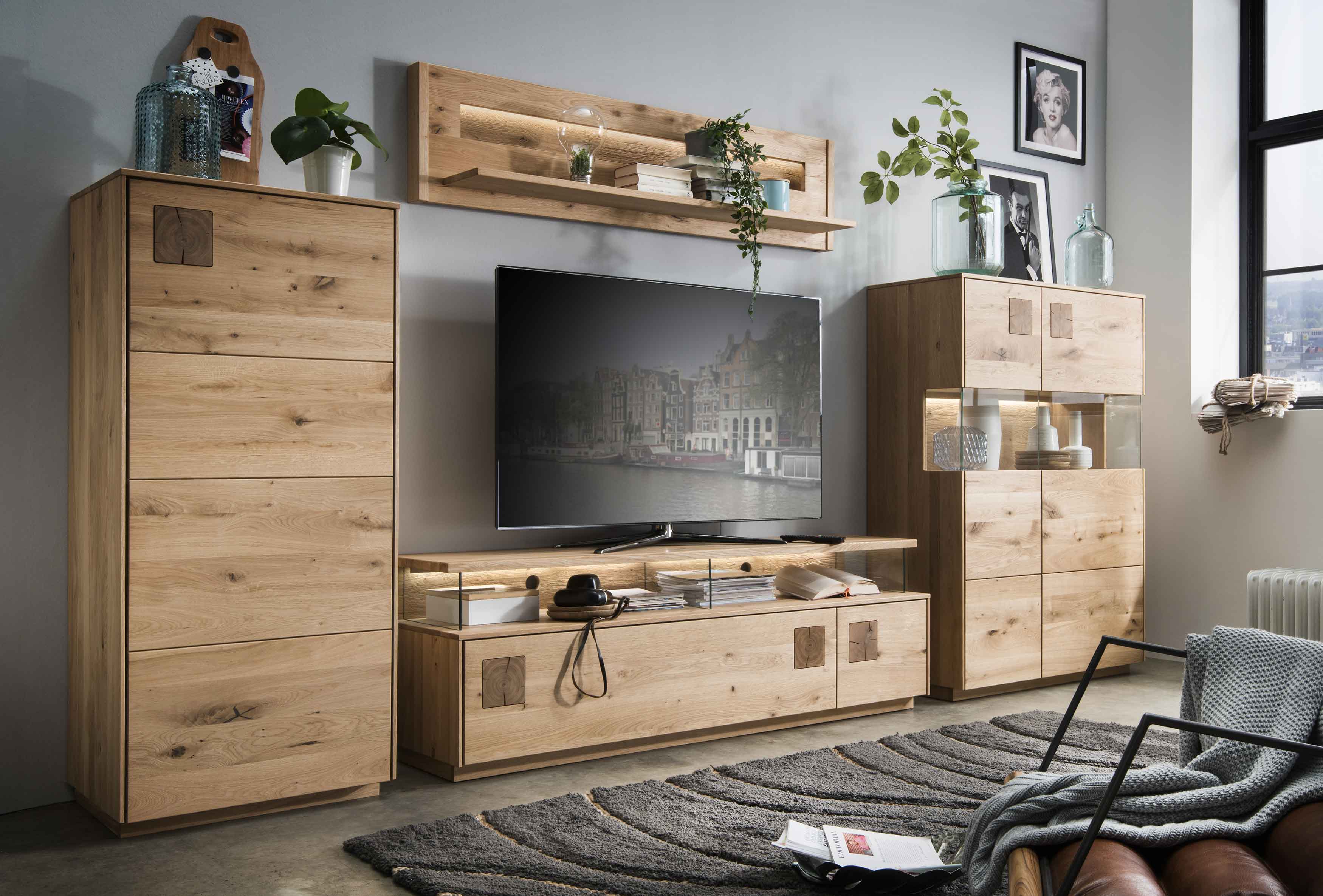 TPT Davos Wohnkombination eiche massiv modern