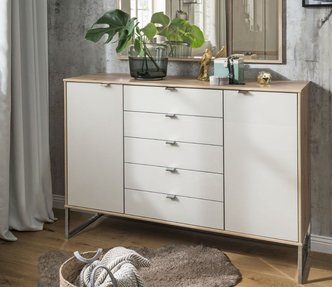 Wiemann Barcelona Kombikommode mit Schubkästen und Türen Glas champagner